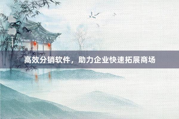 高效分销软件，助力企业快速拓展商场