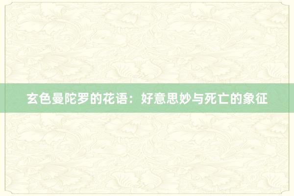 玄色曼陀罗的花语：好意思妙与死亡的象征