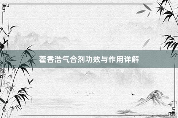 藿香浩气合剂功效与作用详解